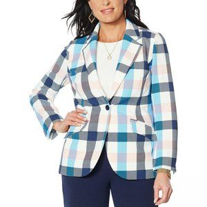 DG2 by Diane Gilman Multicolor Plaid Blazer